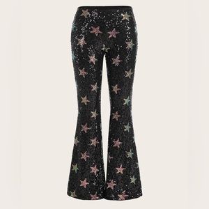 Shein Star Sequin Flares with zip - NEW! Size L